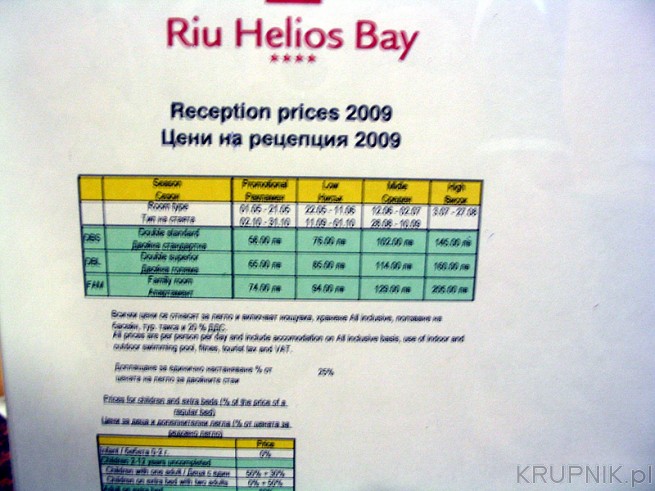 Hotel Helios Bay czterogwiazdkowy w Obzor cennik 2009