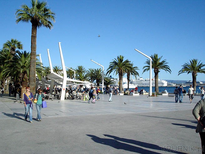 Głównym miejscem aktywności miasta Split jest port. No i przypływające i odpływające ...